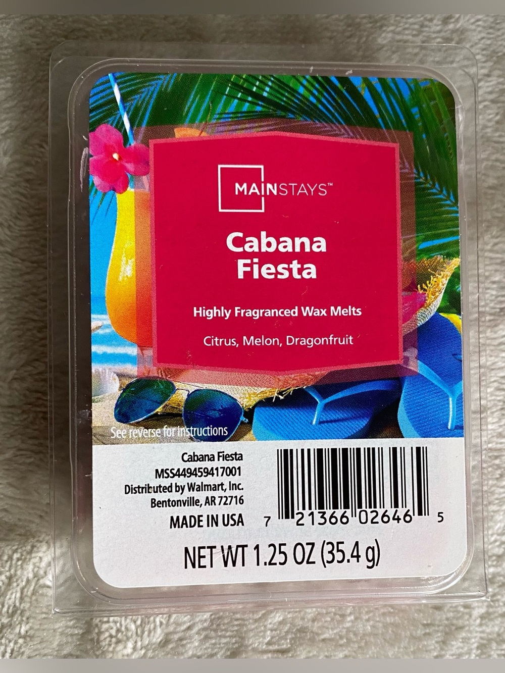 Mainstays Cabana Fiesta Wax Melts Citrus, Melon, Dragon Fruit Highly Fragranced